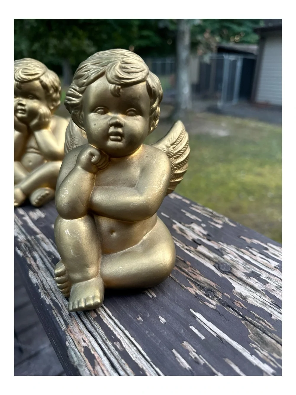 Set of 3 Gold Cherub Figurines — Decorative Winged Accents